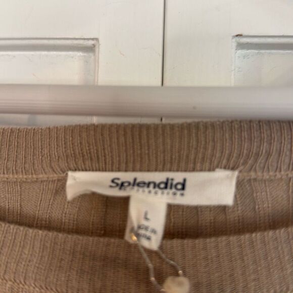 Splendid NWT cashblend tan ribbed long sleeve sweater dress large - Picture 5 of 13